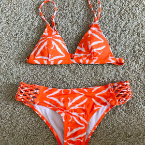 Cupshe SIZE S Orange Boom Tie-dyed Bikini Set